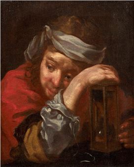 Jeune homme tenant un sablier ou Allégorie du Temps - Bernhard Keil