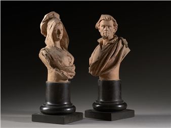 Bustes d'un pêcheur et de son épouse - César Adrien Graillon