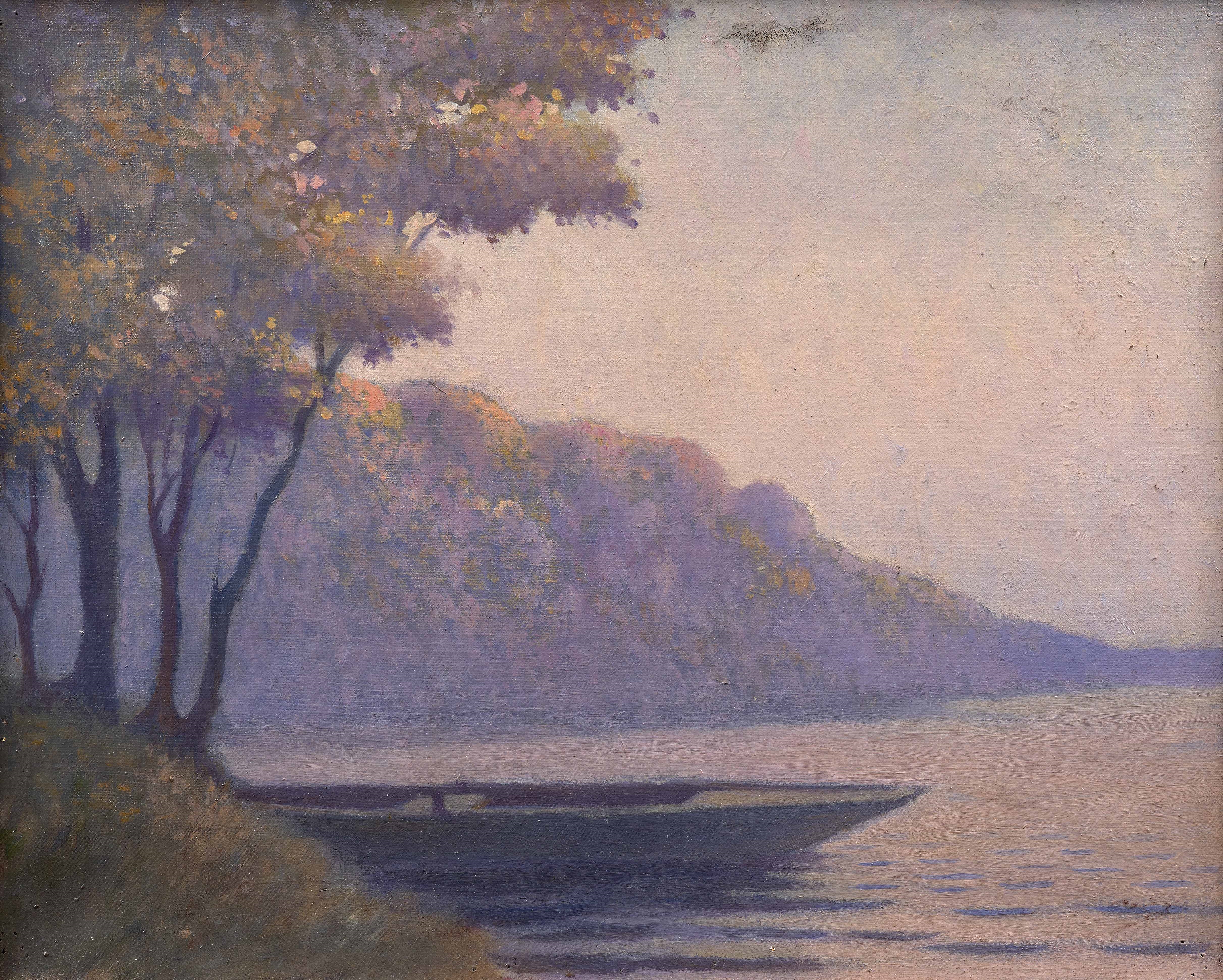 Artwork by Alphonse Osbert, Barque sur un rivage, Made of oil on canvas