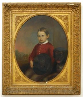 Portrait of one of the Savery children with his dog - Bass Otis