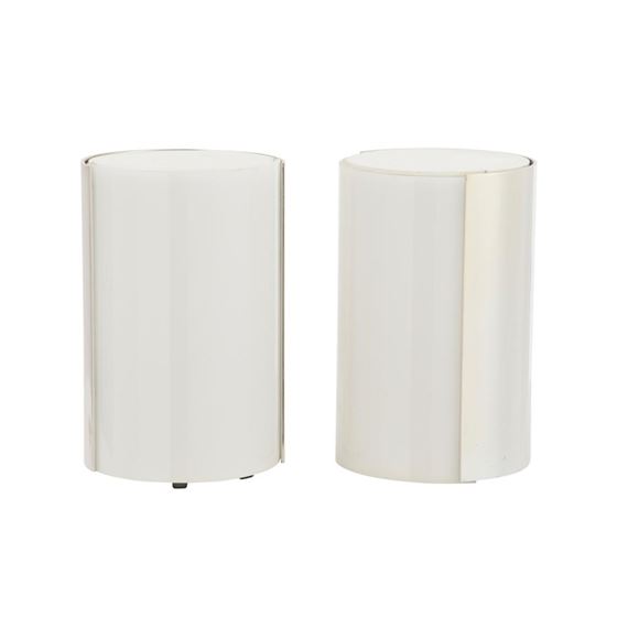 A PAUL MAYÉN PAIR OF CYLINDRICAL TABLE LAMPS