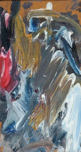 Artwork by Fermin Aguayo, Nocturne, red silhouette, Made of Oil On Chipboard