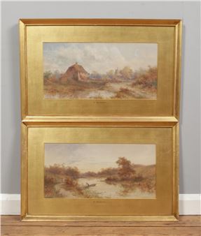 A Quiet Evening on The Tees, Near Yarm and Entering Thorpe Village, Durham - Arthur Ernest Maugham