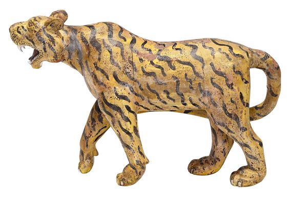 Thai Carved and Painted Wood Tiger by Thai School, 19th Century, late 19th/early 20th century
