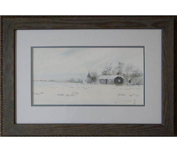 Clarence Cuts The Rope, log cabin & teepee by Clarence Basil Cuts-the-rope