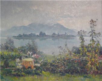 Blumengarten am Ufer des Chiemsees - Louis Wöhner