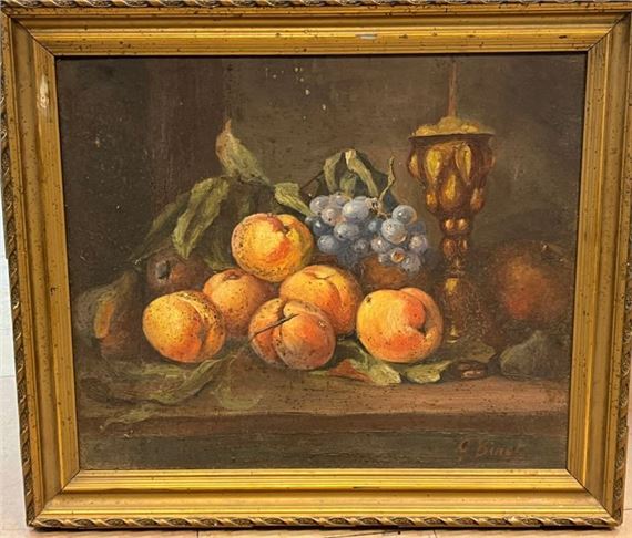 Still life with peaches and grapes by Georges Jules Ernest Binet