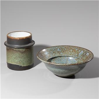 Vase and bowl brown green - Rolf Overberg