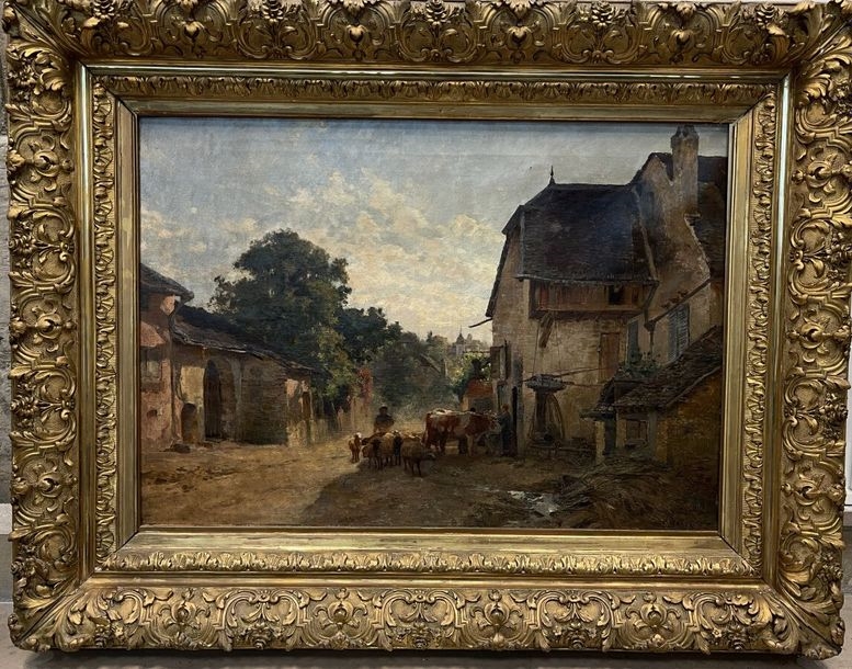 Artwork by Charles-Emile Dameron, Retour à la ferme, Made of oil on canvas
