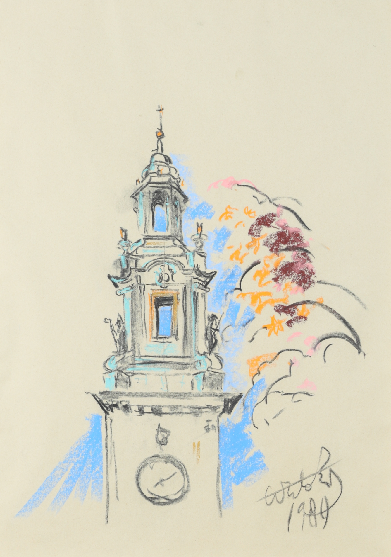 Wiktor Zin | Wieża Zegarowa na Wawelu (1989) | MutualArt