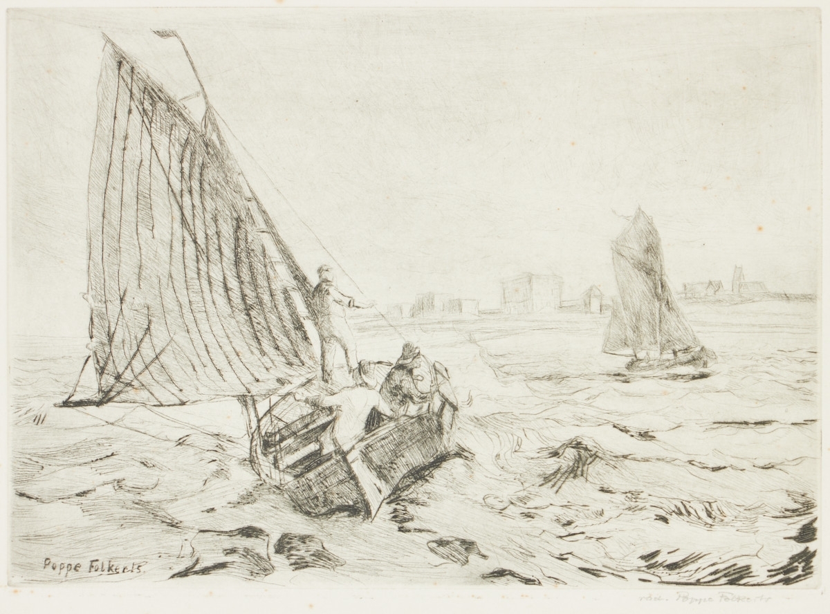 Artwork by Poppe Folkerts, Schiff im Sturm, Made of etching