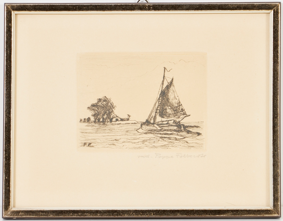 Artwork by Poppe Folkerts, Schiff im Sturm, Made of etching