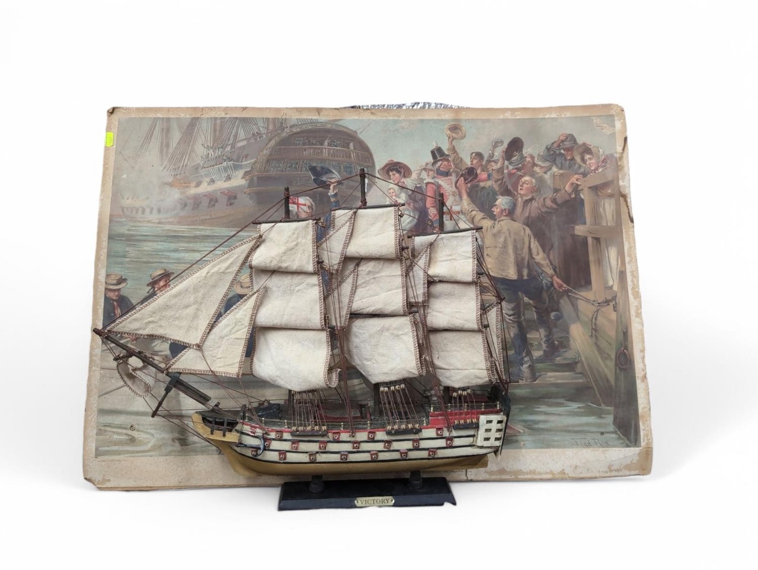 Fred Roe | Model of HMS Victory together with a print of Nelson leaving ...