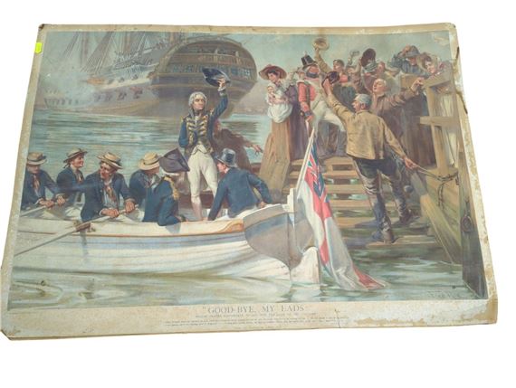 Fred Roe | Model of HMS Victory together with a print of Nelson leaving ...