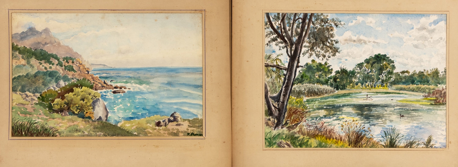 Artwork by Fred Bauer, collection of 8x watercolour on paper depicting various landscapes, signed and dated, various sizes and dates, unframed, (8, Made of Watercolour On Paper