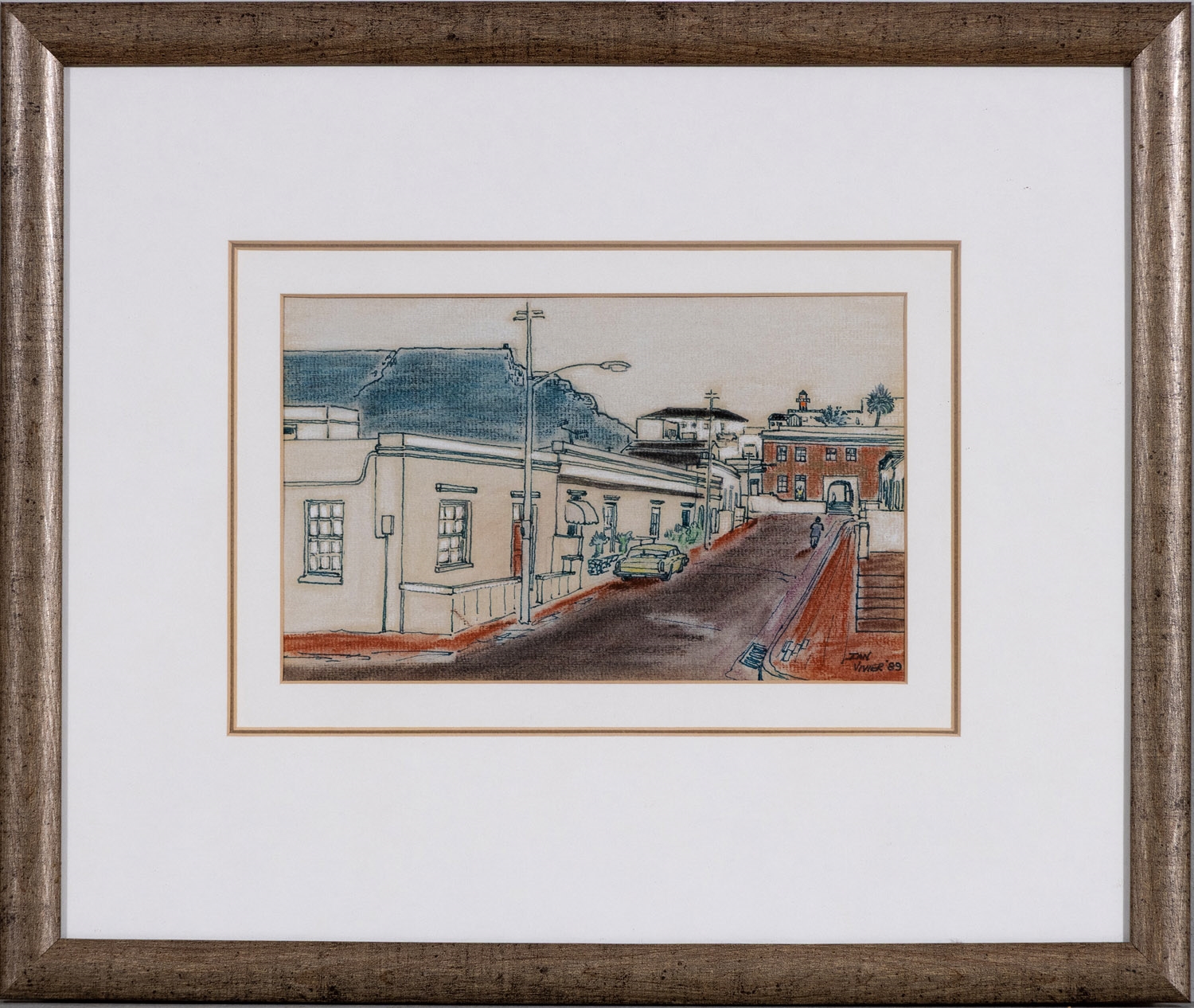 Artwork by Ian Vivier, Bo-Kaap street scene, Made of Mixed Media On Paper