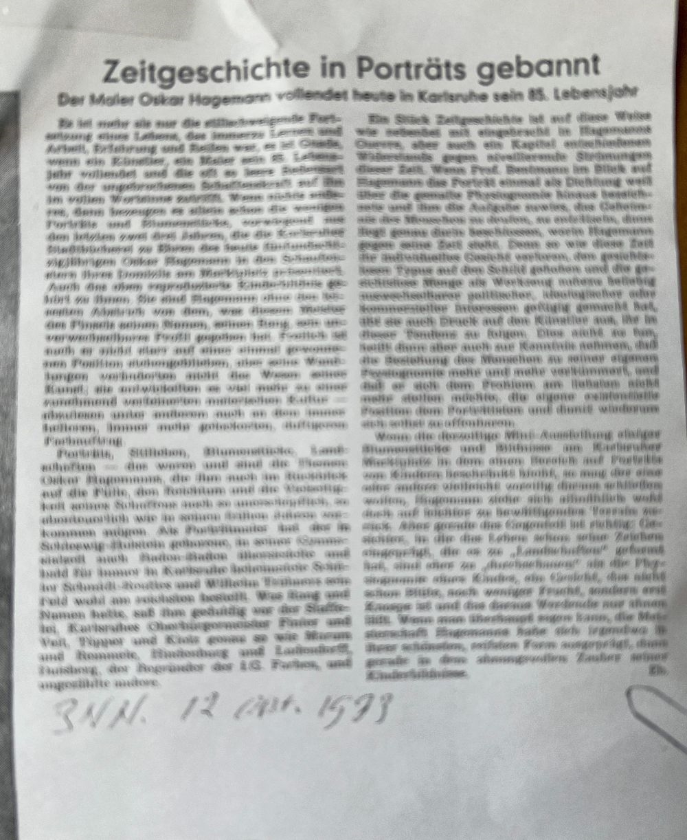 Artwork by Oskar H. Hagemann, Stilleben mit Rosen, Made of Oil / Cardboard