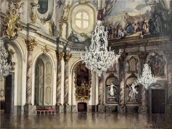 Blick in Richtung des Nordflügels mit dem Fresko der Belehnung des Bischofs von Tiepolo sowie Bossis Figuren Flora und Apoll by J. Meyer