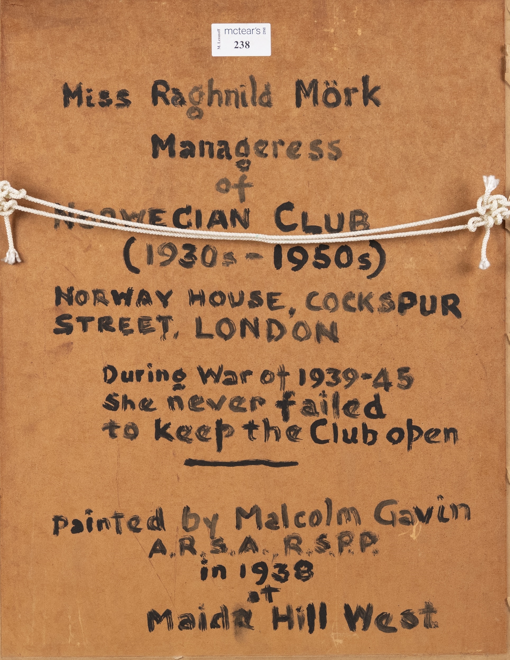 Artwork by Malcolm Gavin, Portrait of Miss Raghild Mork, Made of Oil On Panel