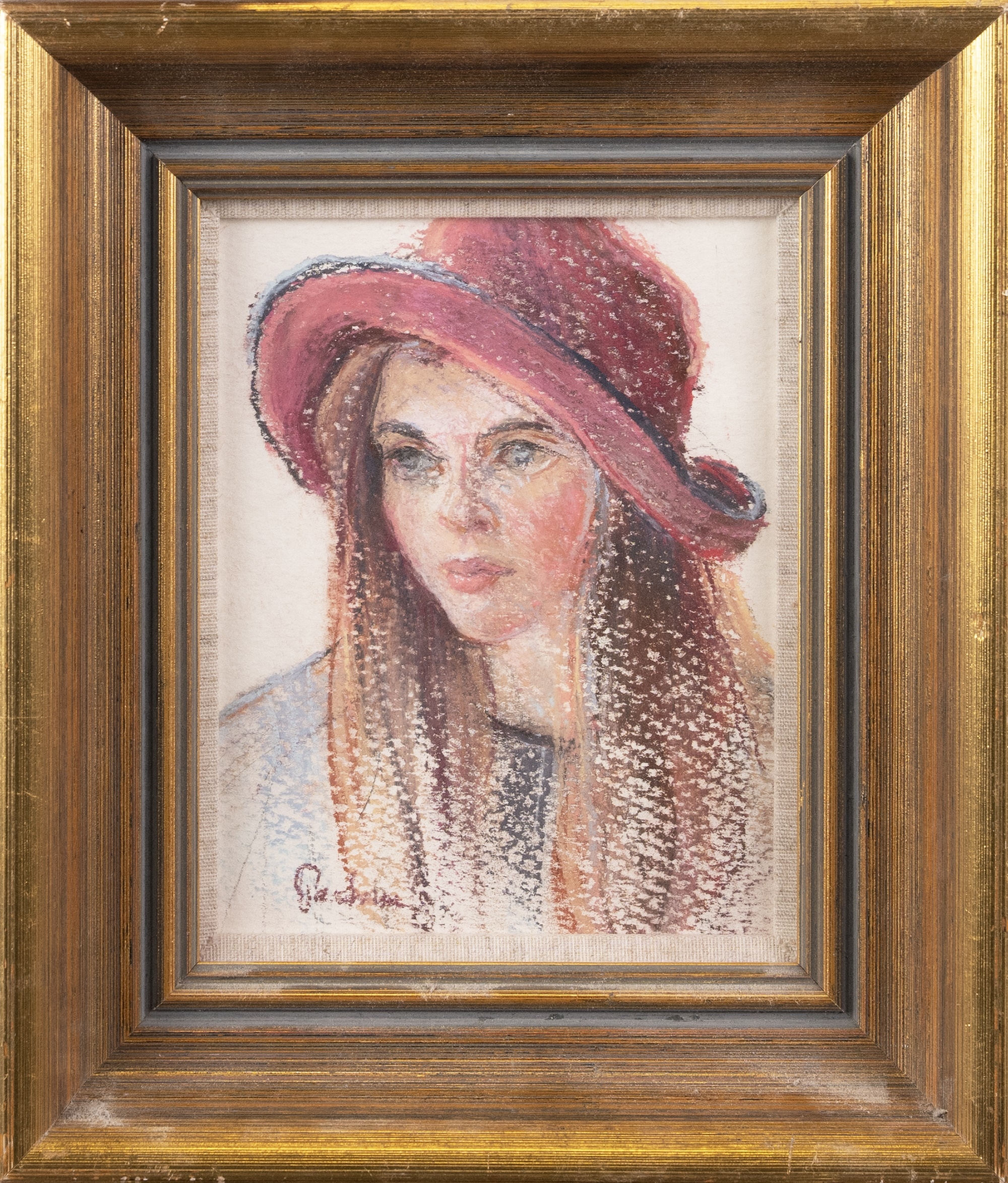 Artwork by Josephine Graham, JULIA WITH HAT, Made of Pastel On Paper