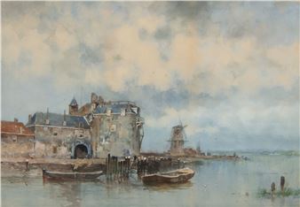 Waterway with Windmill - Willem Cornelis Rip