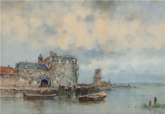 Waterway with Windmill - Willem Cornelis Rip