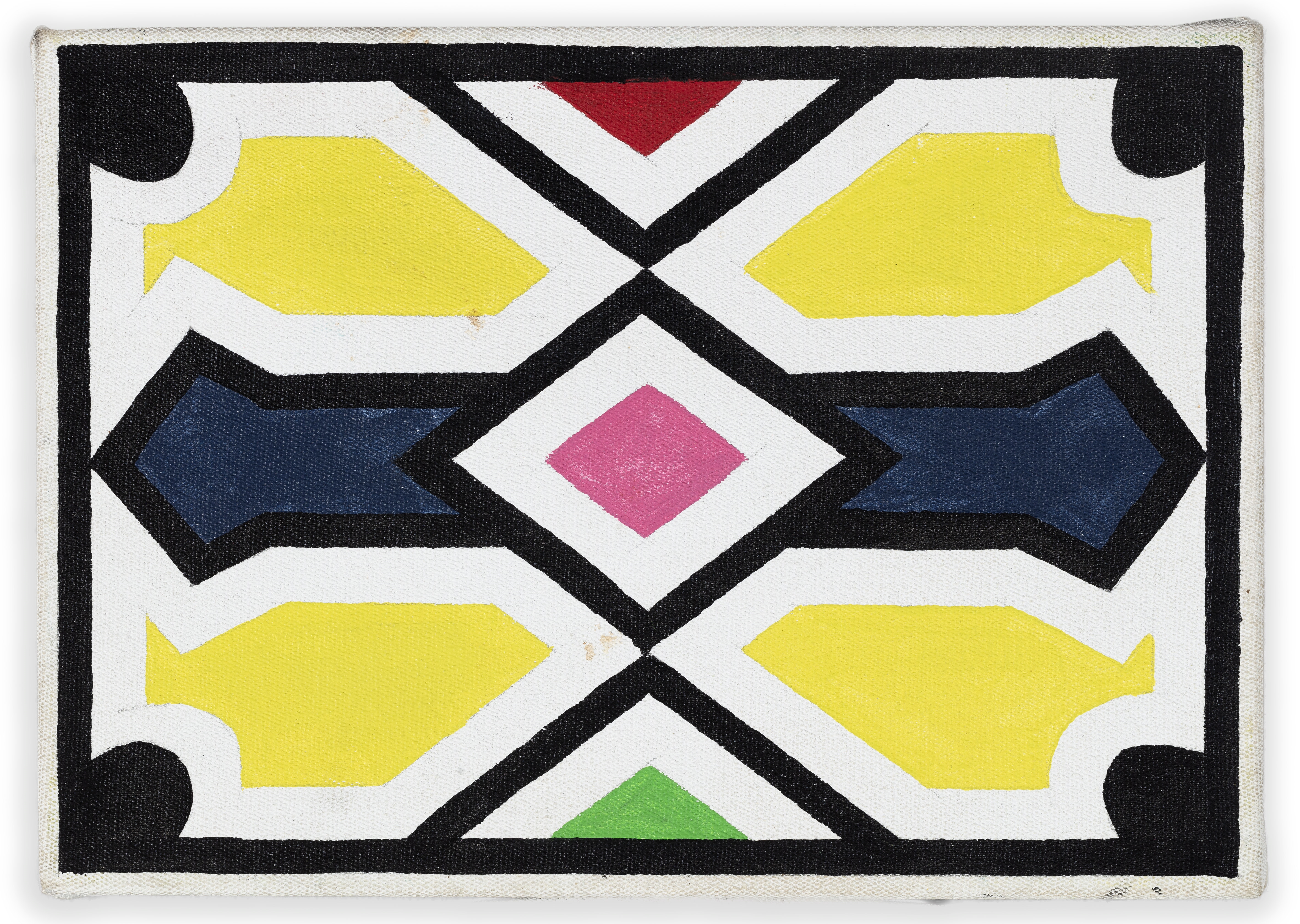 Artwork by Esther Mahlangu, Ndebele Patterns, Made of Acrylic On Canvas