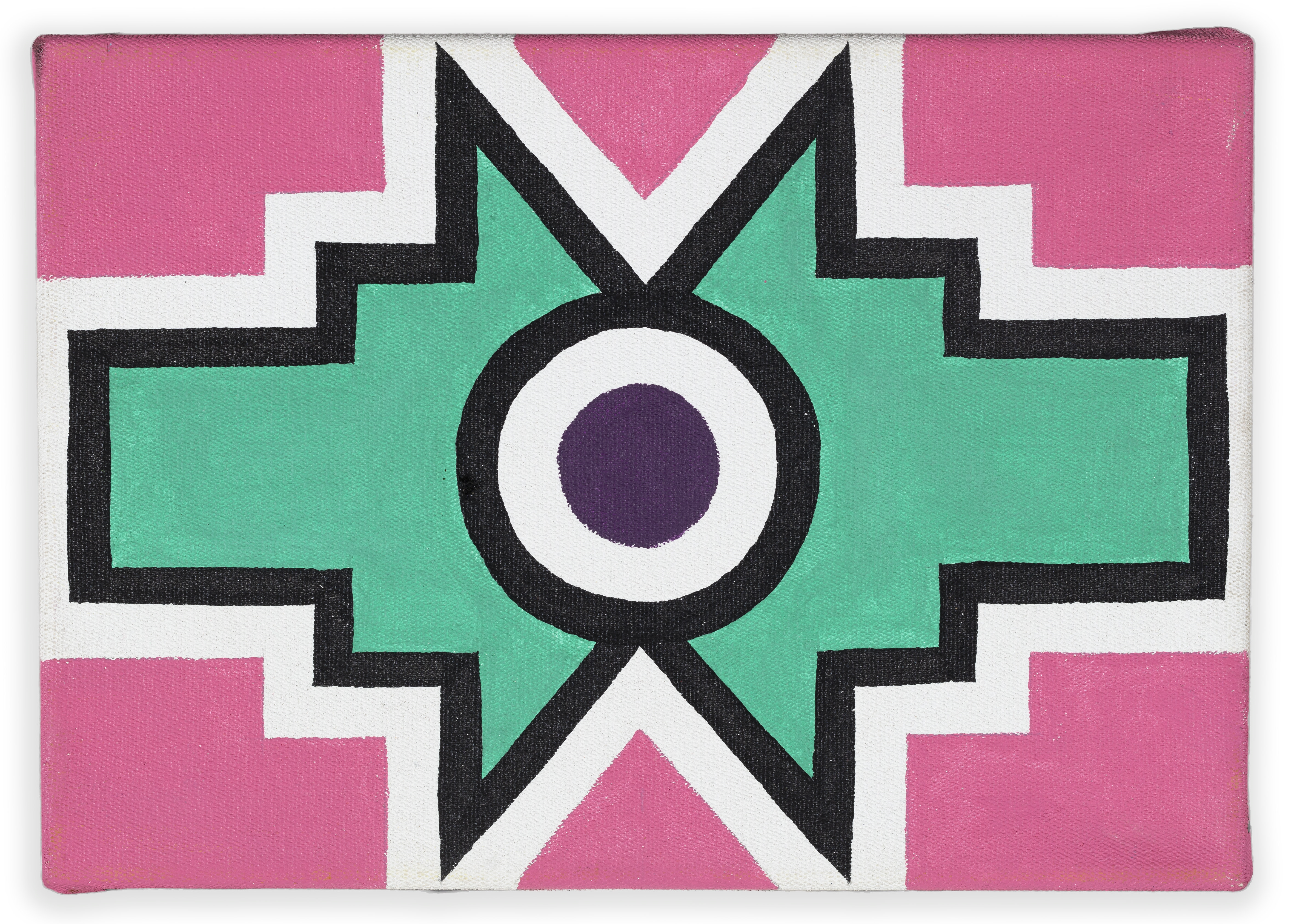 Artwork by Esther Mahlangu, Ndebele Patterns, Made of Acrylic On Canvas