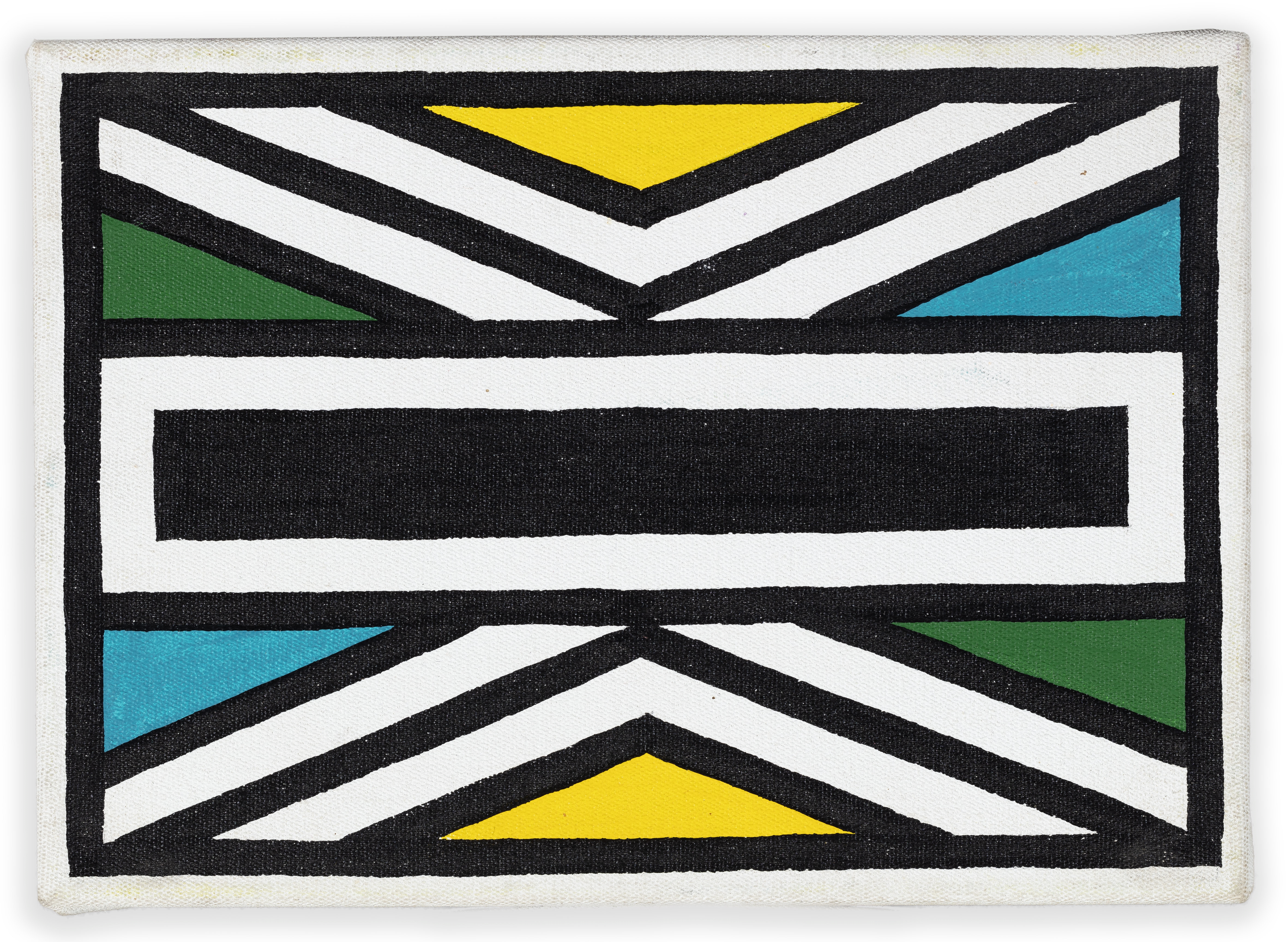Artwork by Esther Mahlangu, Ndebele Patterns, Made of Acrylic On Canvas