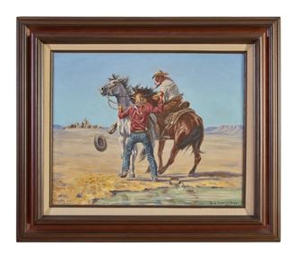 Cowboys Fleeing Before Incoming Attack - Joe Grandee