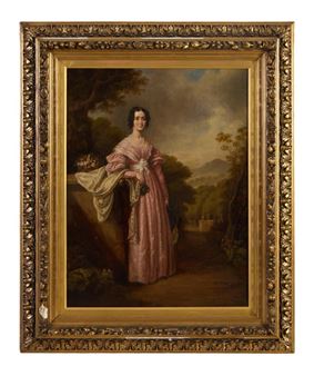 Portrait of a Lady in a Garden, Probably Mrs. William (Mary) Somerville (1780-1872 - William John Thomson