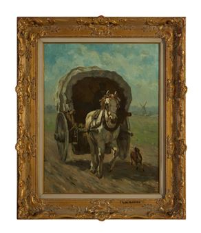 Horse Pulling Carriage - Edmond Joseph de Pratere