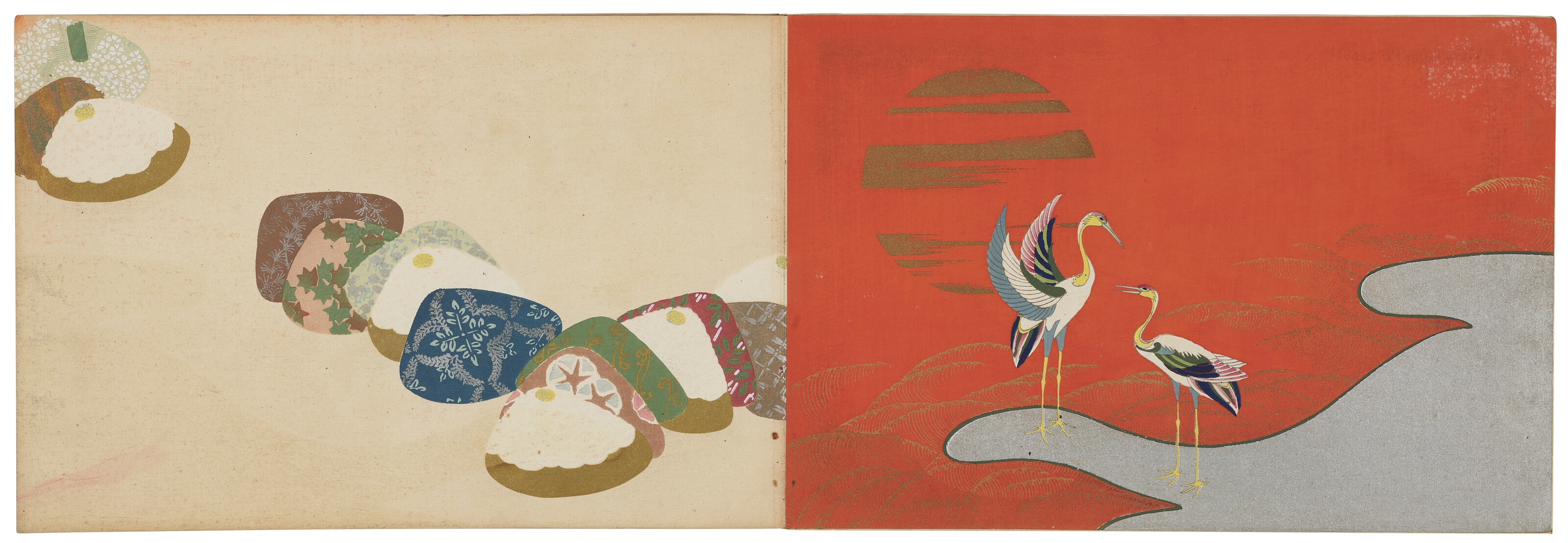 Artwork by Kamisaka Sekka, Chigusa (A thousand grasses), Made of Woodblock-printed illustrated books, embellished with embossing and metallic