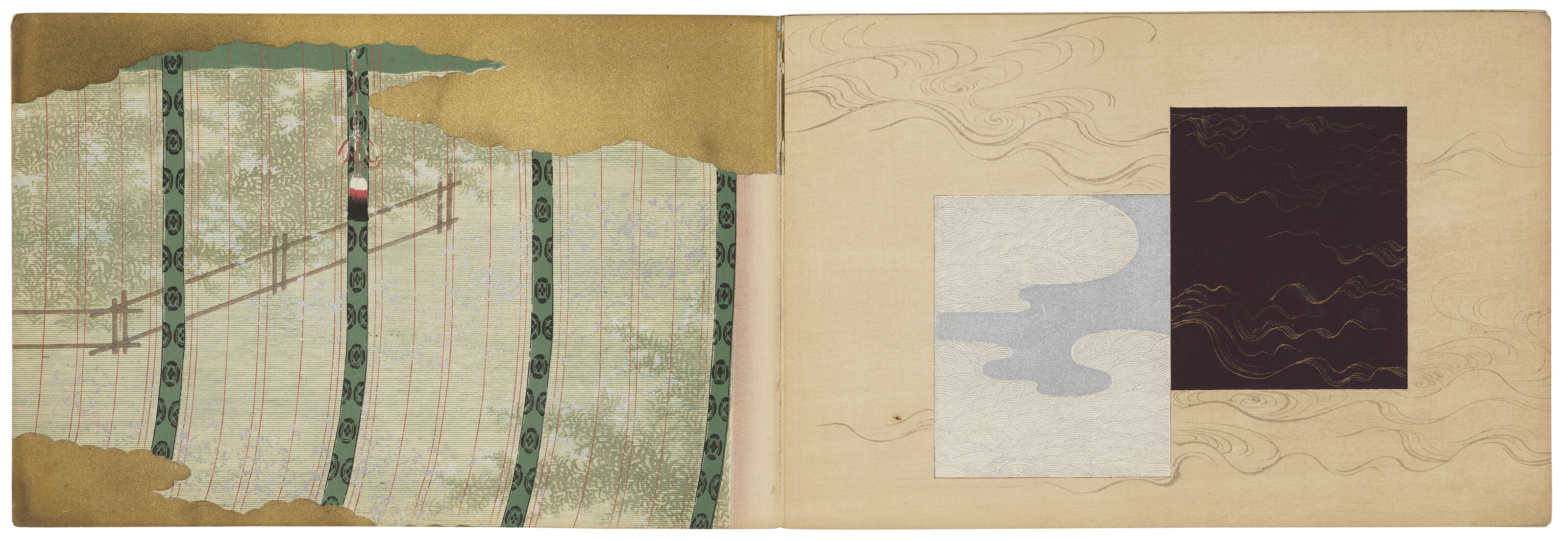 Artwork by Kamisaka Sekka, Chigusa (A thousand grasses), Made of Woodblock-printed illustrated books, embellished with embossing and metallic