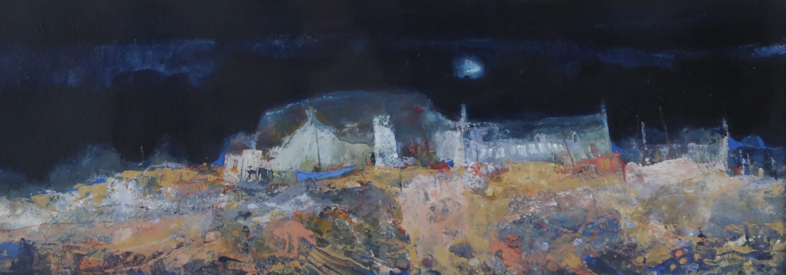 Artwork by Gordon Wyllie, THE BLUE BOAT, Made of Mixed Media