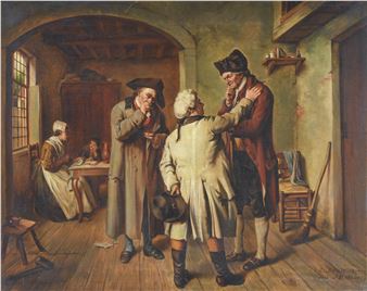 Interior scene with gentlemen in conversation - Jean Baptiste Madou