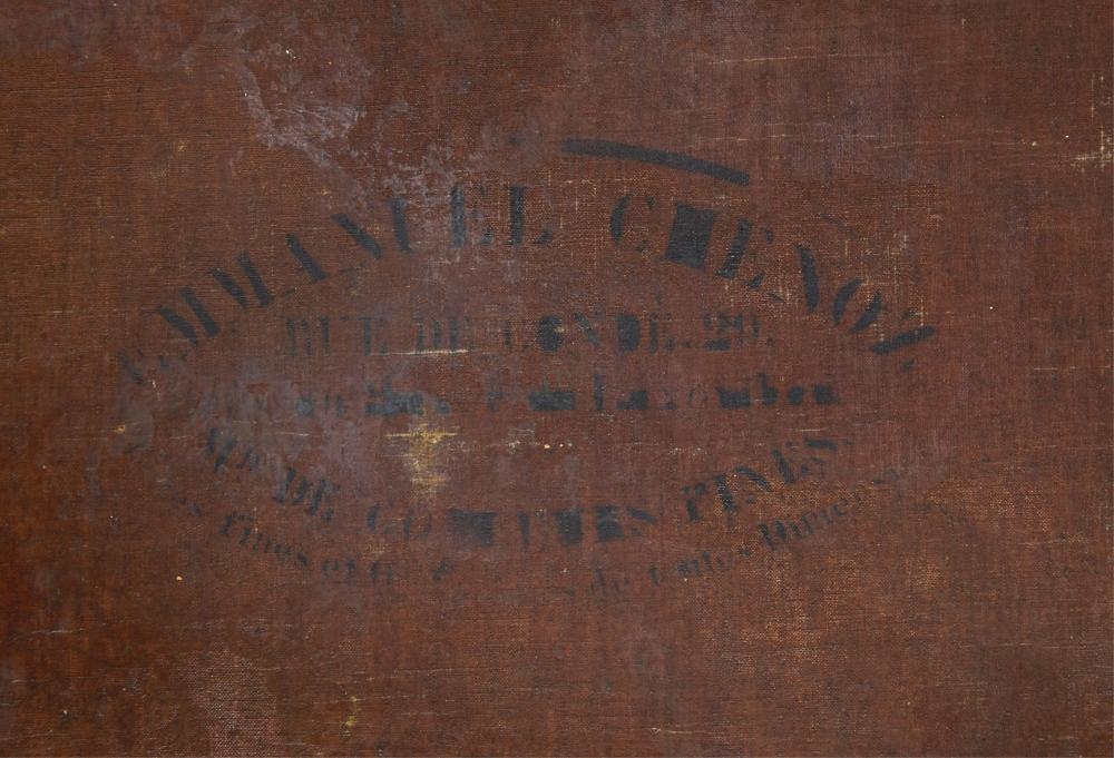 Artwork by Jules Didier, Dog and Bull Standoff, Made of Oil On Canvas