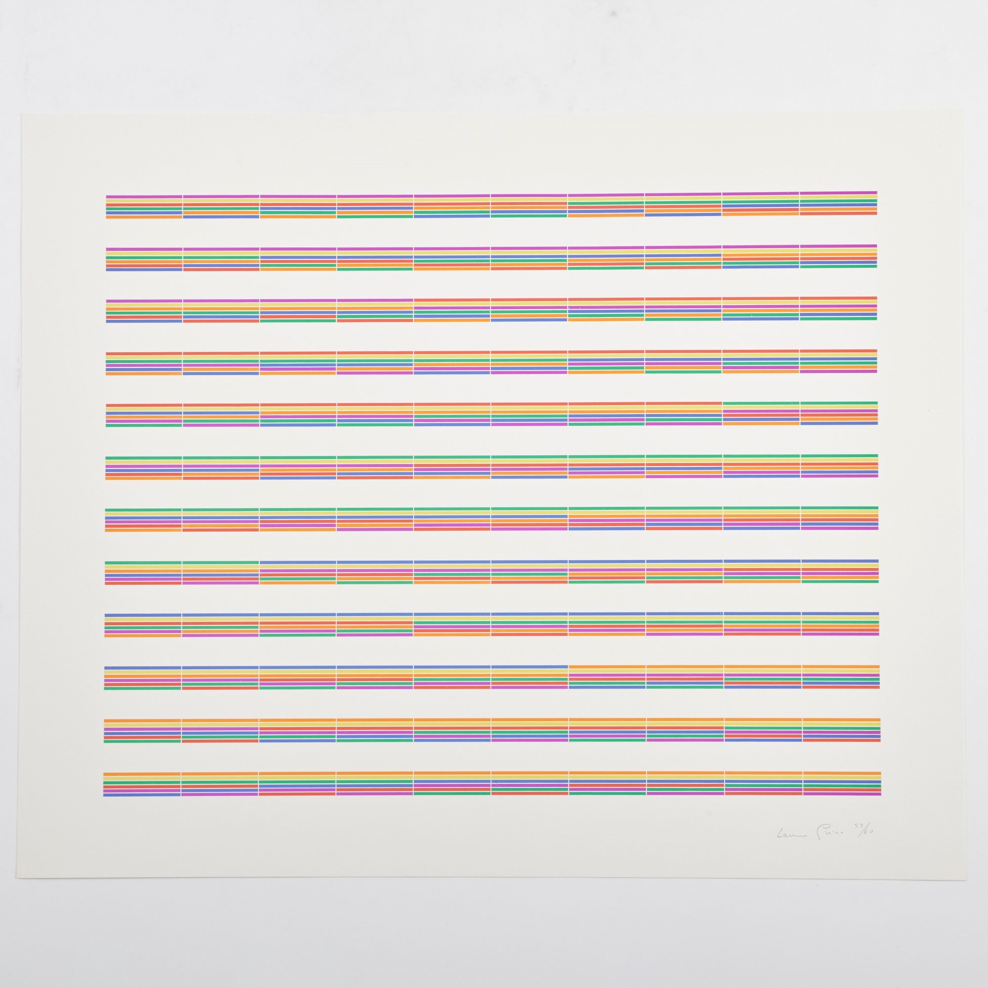Artwork by Laura Grisi, Stripes, Made of Lithographs In Colors On Smooth Wove Paper