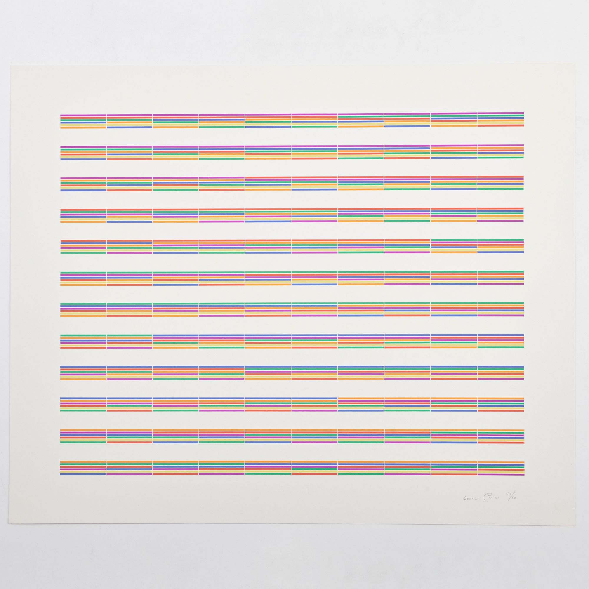 Artwork by Laura Grisi, Stripes, Made of Lithographs In Colors On Smooth Wove Paper