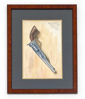 F. W. BANCROFT COLT REVOLVER WATERCOLOR 1895 - F. W. Bancroft