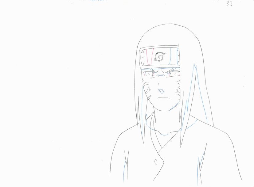 Artwork by Masashi Kishimoto, Original animation drawing of Neji, Made of Graphite And Colored Pencil
