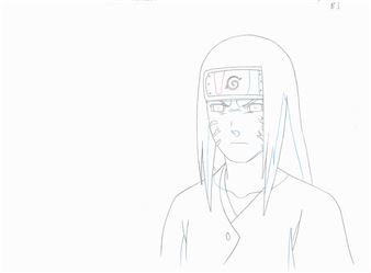 Original animation drawing of Neji - Masashi Kishimoto