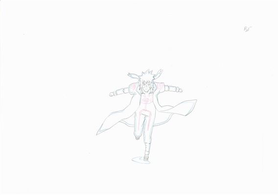 Original animation drawing of Minato in KyÃ»bi's Chakra mode