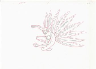 Set of five original animation drawings of Naruto Kurama from episode 329 - Masashi Kishimoto