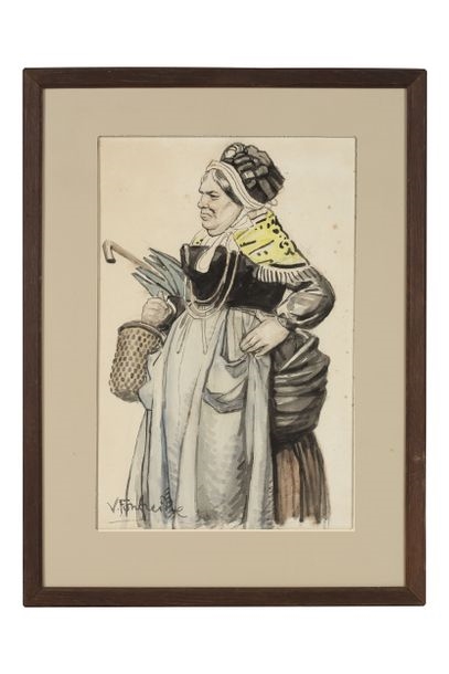 Artwork by Henri Victor Stillemans, MEETING OF FOUR DRAWINGS, Made of Pastel And Charcoal On Cardboard, Ink And Graphite On Paper, Graphite On Paper, Watercolor And India Ink On Paper