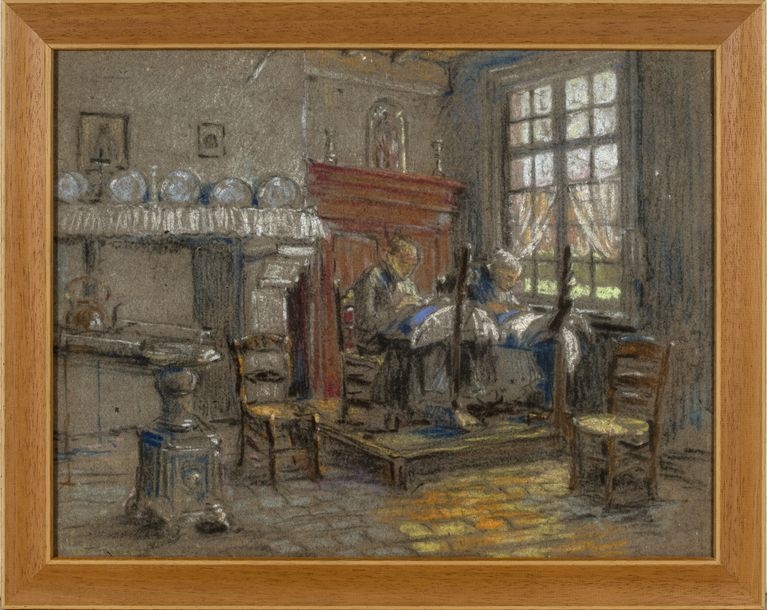 Artwork by Henri Victor Stillemans, MEETING OF FOUR DRAWINGS, Made of Pastel And Charcoal On Cardboard, Ink And Graphite On Paper, Graphite On Paper, Watercolor And India Ink On Paper