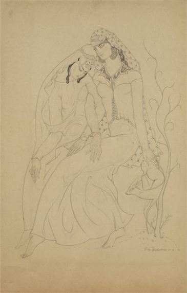 Figures with deer - Lado Davidovich Gudiashvili 