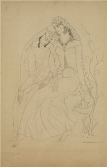 Figures with deer - Lado Davidovich Gudiashvili