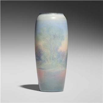 Scenic Vellum vase with lake and trees - Edward Hurley