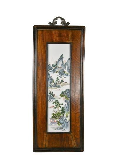 Chinese Famille Rose Porcelain Landscape Plaque by Chinese School, Late Qing/Republic Period
